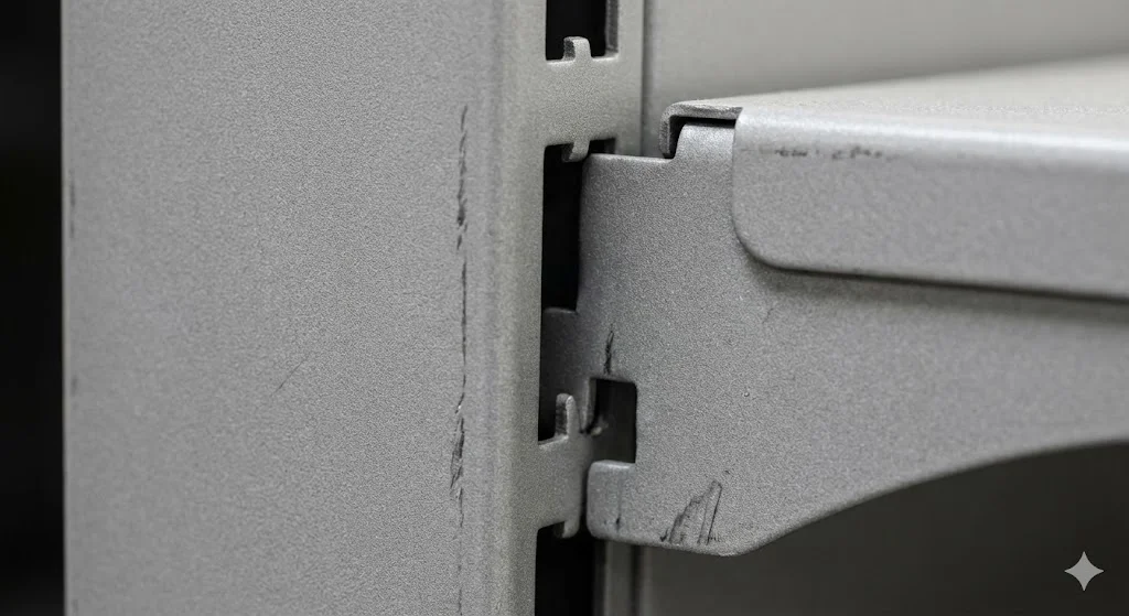 강철 소재의 견고한 편의점진열대 선반 높낮이 조절 홈 상세 이미지