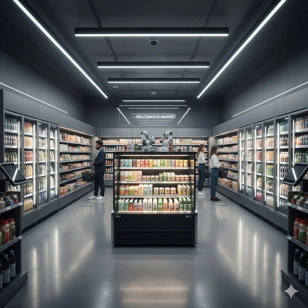 밝고 깨끗한 현대식 무인매장 내부 전경