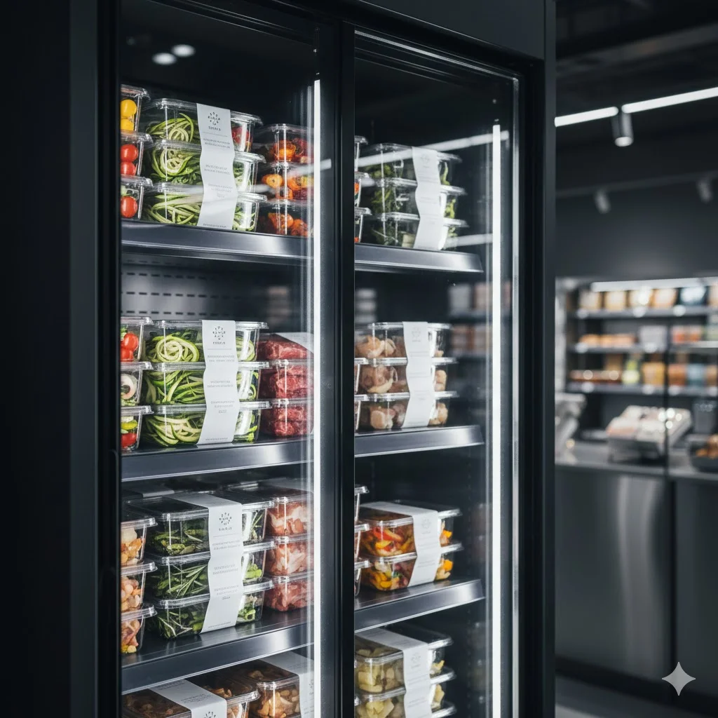 무인매장에 설치된 신선식품용 영업용 쇼케이스