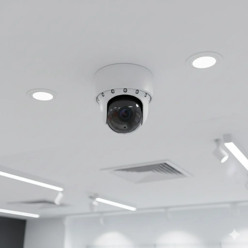 무인매장 천장에 설치된 지능형 AI 보안 CCTV 카메라