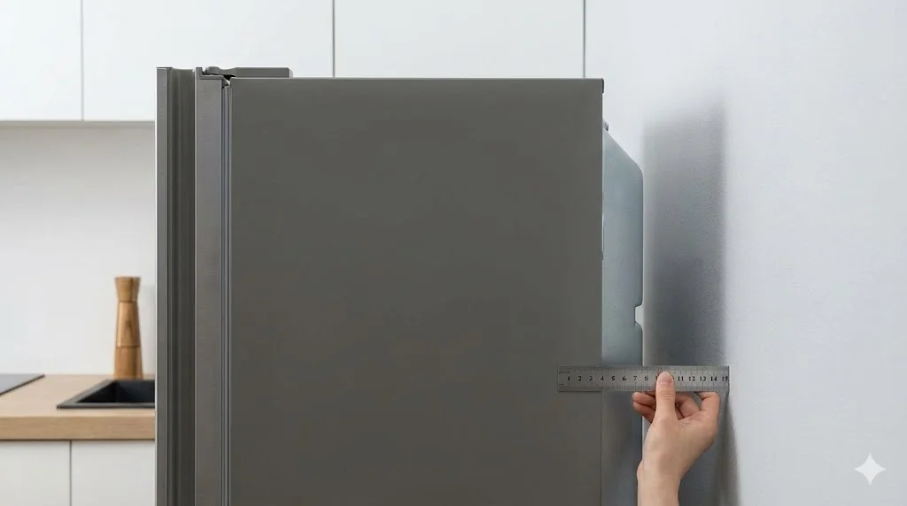 테이블냉장고의 원활한 통풍과 과열 방지를 위해 설치 시 벽면과 적절한 간격을 유지하는 모습이랍니다.