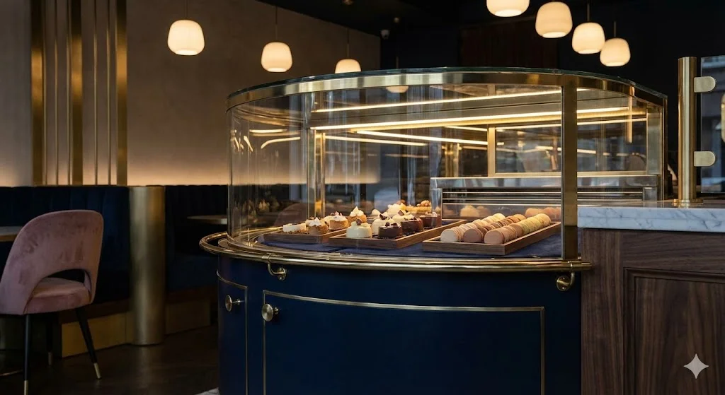 매장 인테리어 콘셉트에 맞춰 커스터마이징된 독창적인 한성쇼케이스