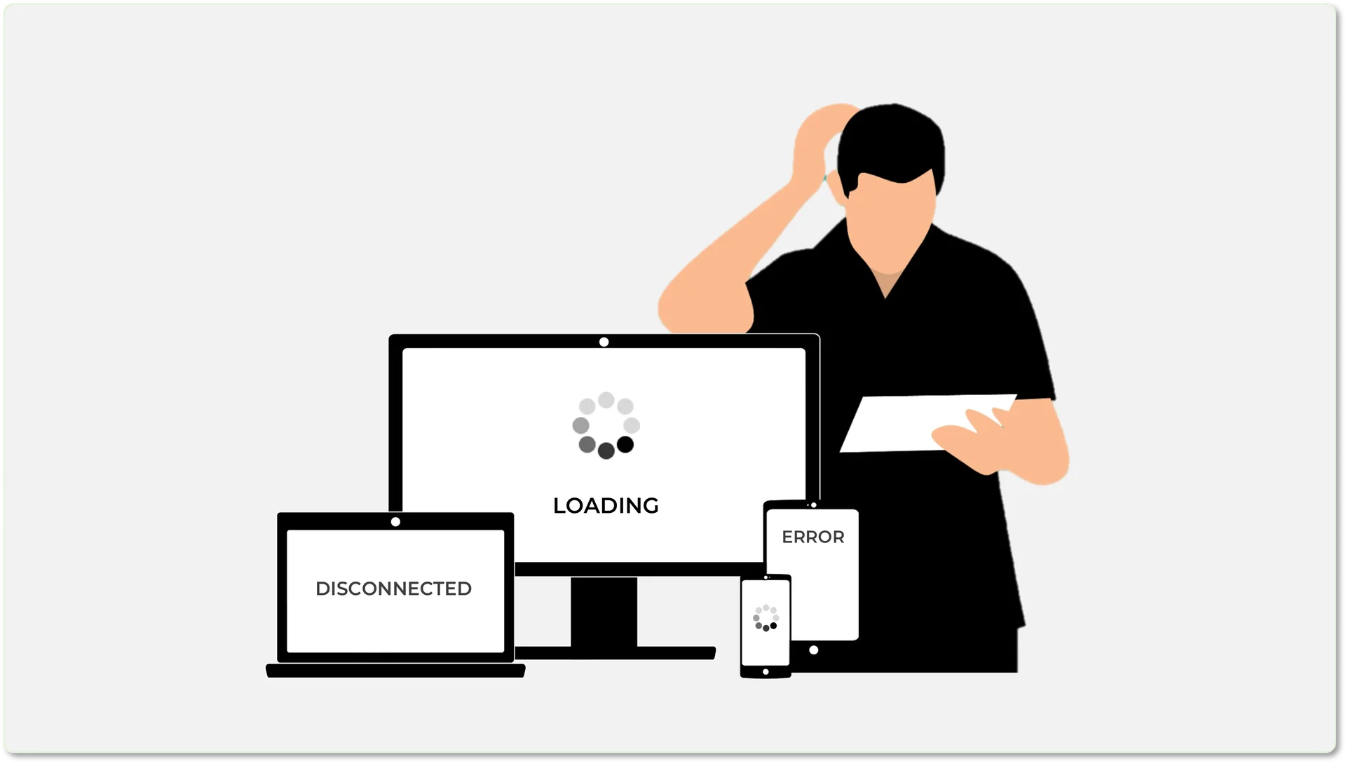 무한 로딩, 화이트 아웃으로 인한 불확실성 때문에, 이용자들은 큰 스트레스를 받습니다.