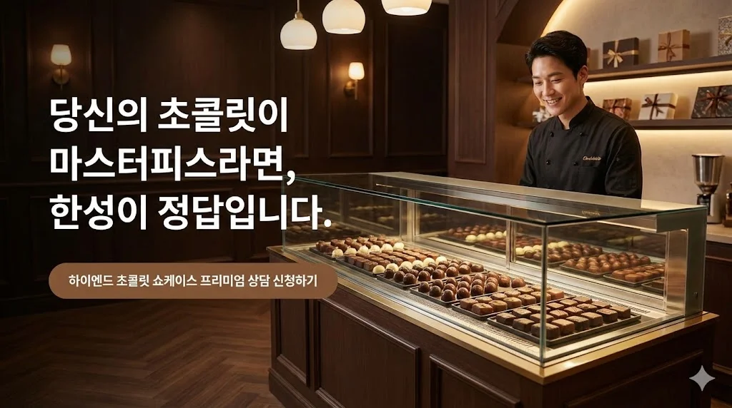 하이엔드 쇼콜라티에가 선택한 한성 프리미엄 초콜릿냉장고 쇼케이스 실제 설치 사례와 상담 신청 안내