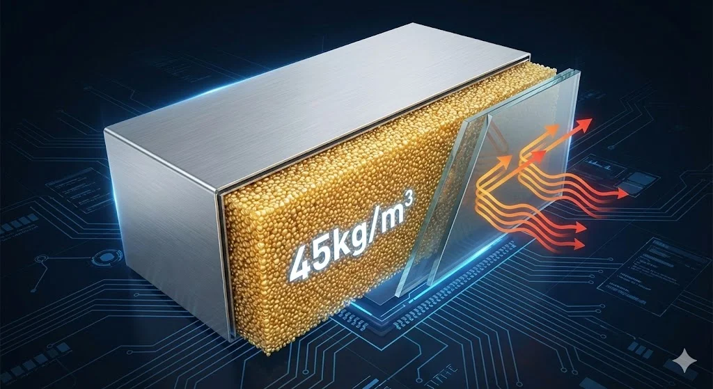 외부 열기를 완벽히 차단하는 하이엔드 특고밀도 단열 기술.