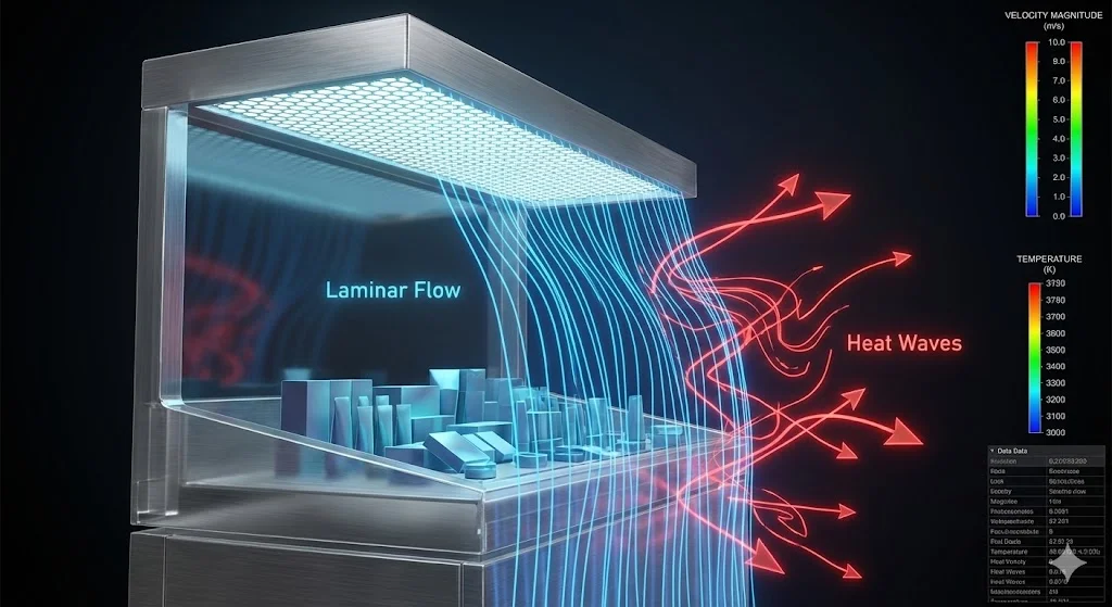 냉기 손실을 최소화하는 하이엔드 전용 벌집형 에어커튼 시스템.