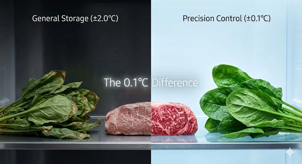 미세한 온도 차이가 만드는 극적인 결과물의 차이를 한눈에 보여주는 비교 이미지입니다.