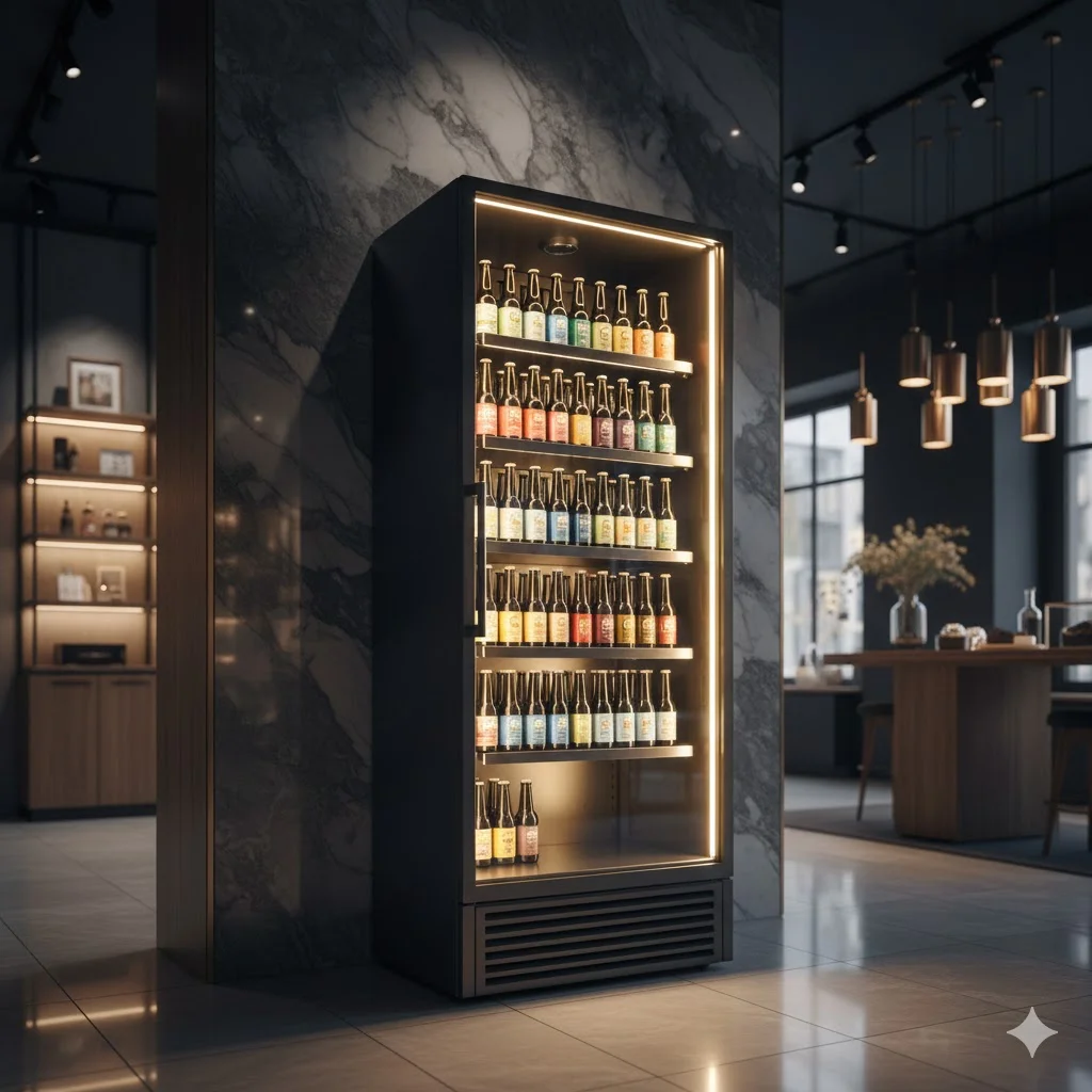 고급 부티크 매장 내부에 설치된 하이엔드 프레임리스 쇼케이스.