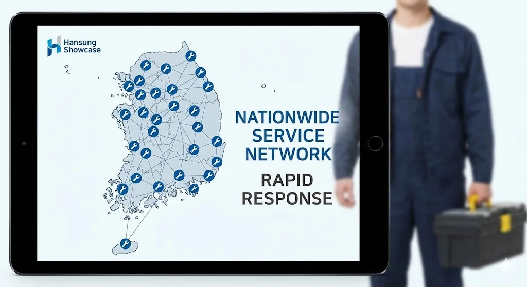 전국 서비스 망을 통해 신속한 AS를 지원하는 한성쇼케이스 샐러드바냉장고 관리망