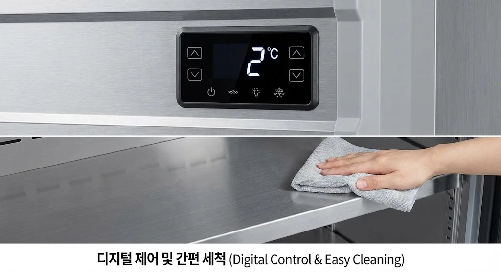 세척이 용이하고 디지털 제어가 가능한 업소용반찬냉장고 컨트롤러