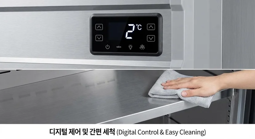 세척이 용이하고 디지털 제어가 가능한 업소용반찬냉장고 컨트롤러
