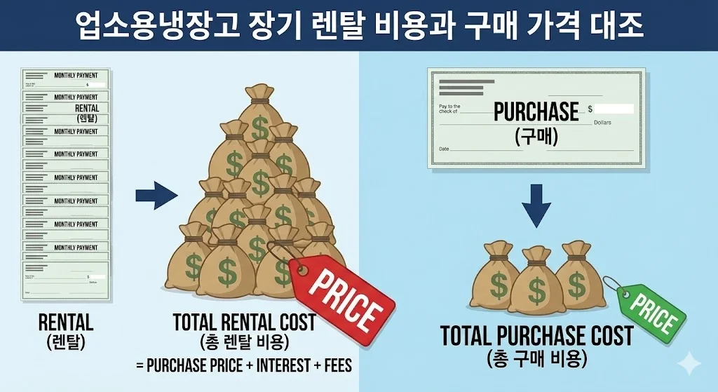업소용냉장고 장기 렌탈 비용과 구매 가격 대조