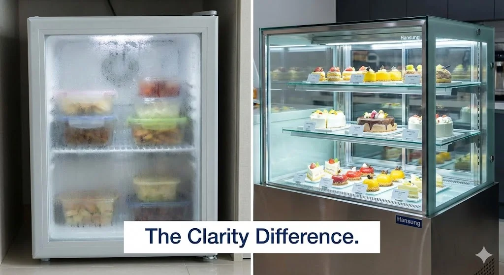 소형쇼케이스의 결로차이 비교 이미지 