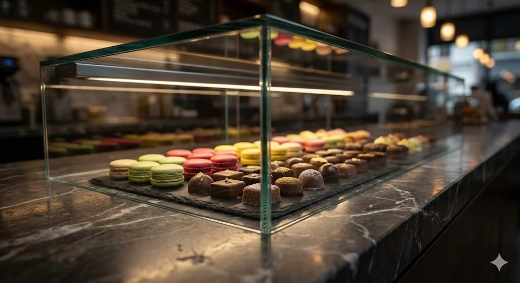 제품의 단면이 잘 보이는 저반사 유리 소형쇼케이스 