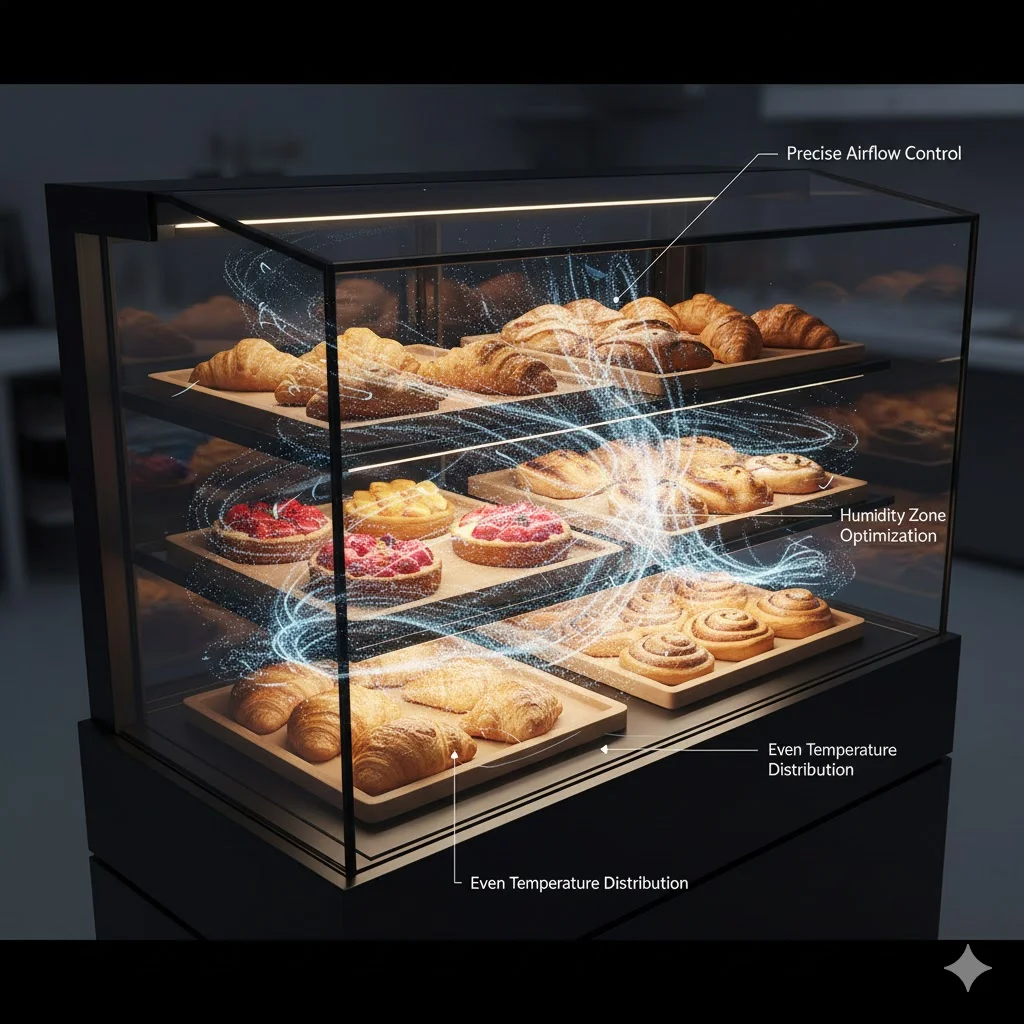 빵의 신선도 유지를 위한 쇼케이스 내부 공기 순환 구조도