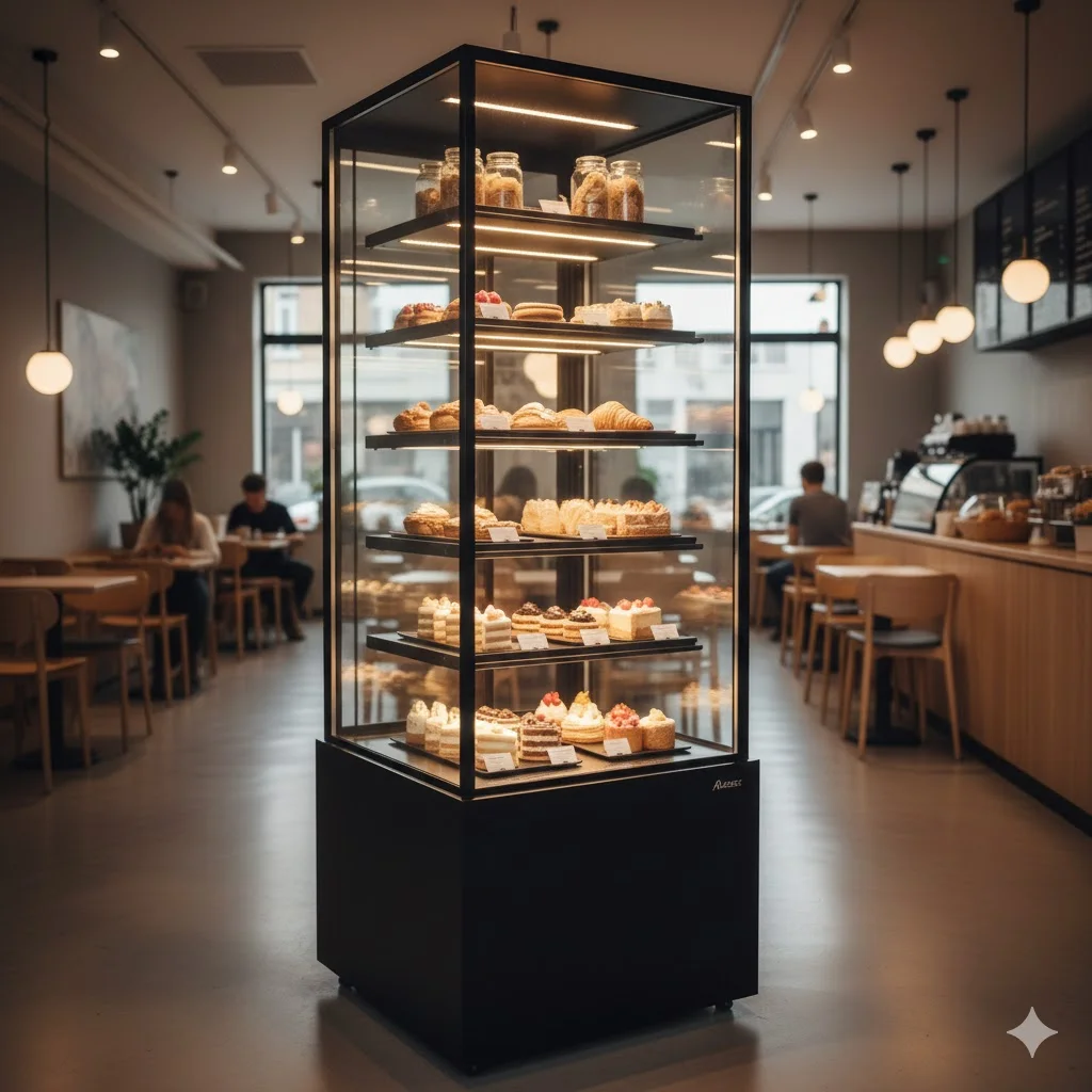 좁은 공간에서도 돋보이는 수직형 프리미엄 빵쇼케이스 설치 사례