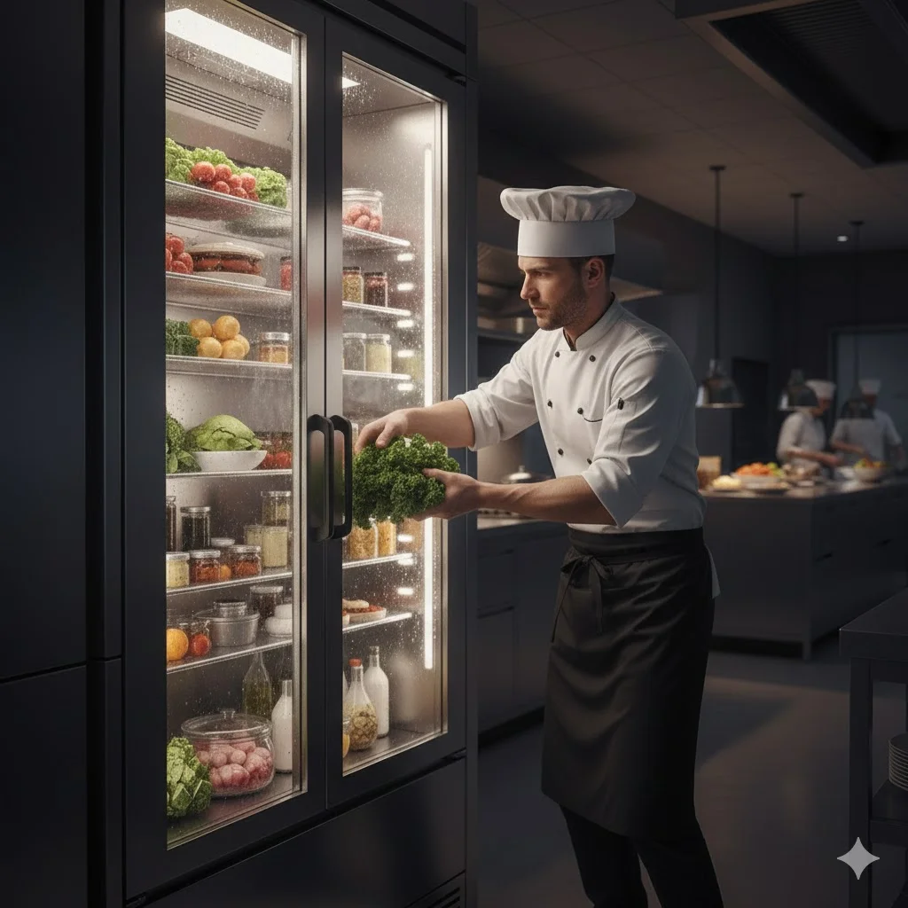 오픈 주방 인테리어에 녹아든 전문가용 하이엔드 냉장고 배치