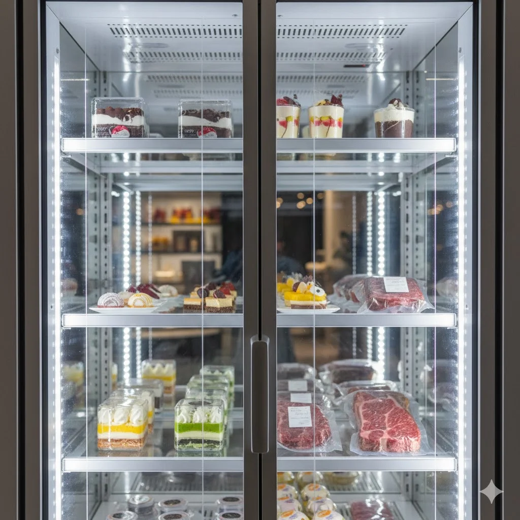 습기나 얼음 입자 없이 깨끗한 시야를 제공하는 냉동 쇼케이스 유리창