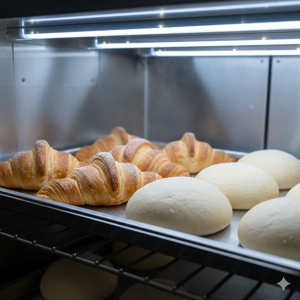 급속냉동된 크루아상과 빵 반죽이 완벽한 상태로 보관된 모습