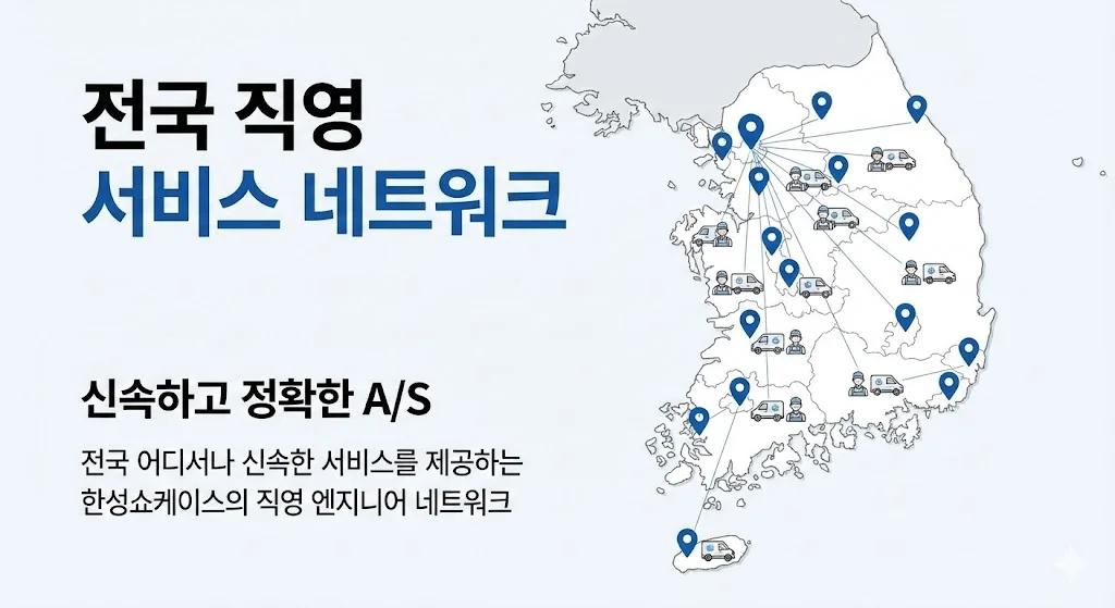전국 어디서나 신속한 서비스를 제공하는 한성쇼케이스의 직영 엔지니어 네트워크