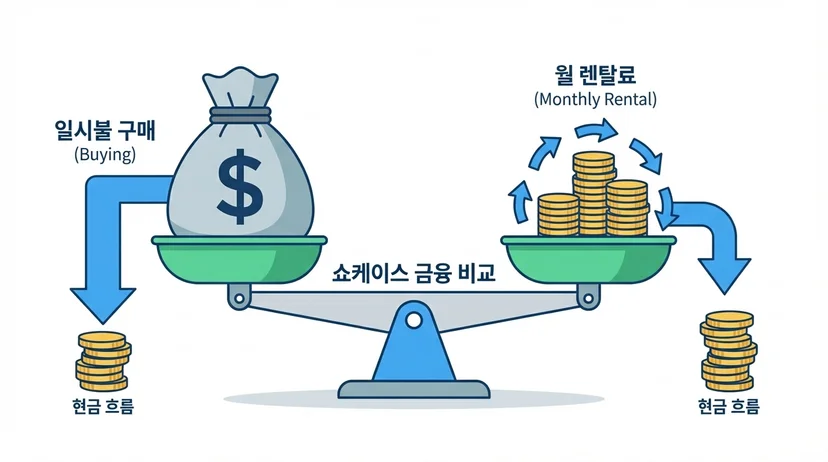 쇼케이스 구매시 일시불 구매와 렌탈료에 따른 구매 비교 사항