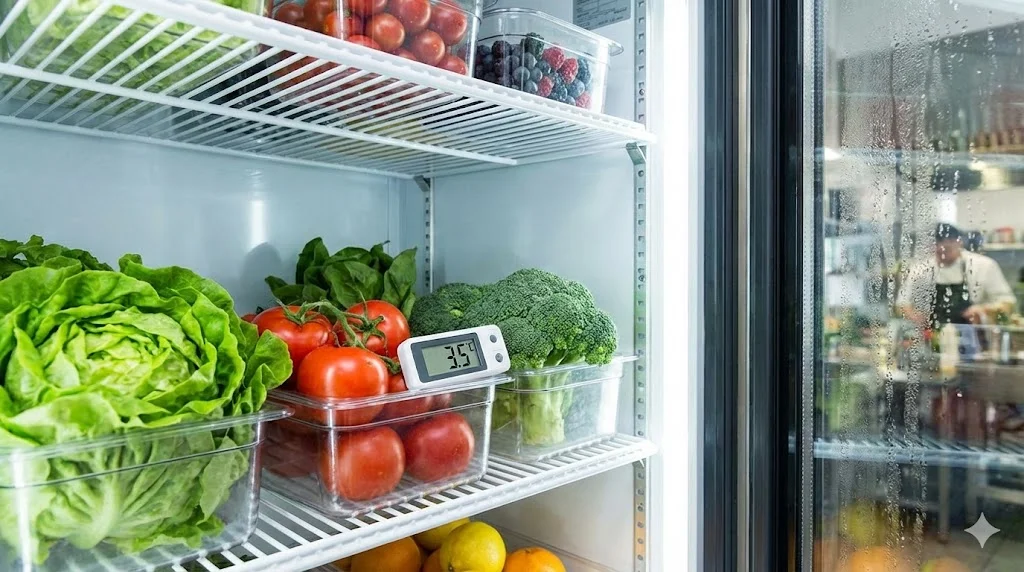 적정 온도로 보관되어 신선함이 살아있는 다양한 식재료 전경