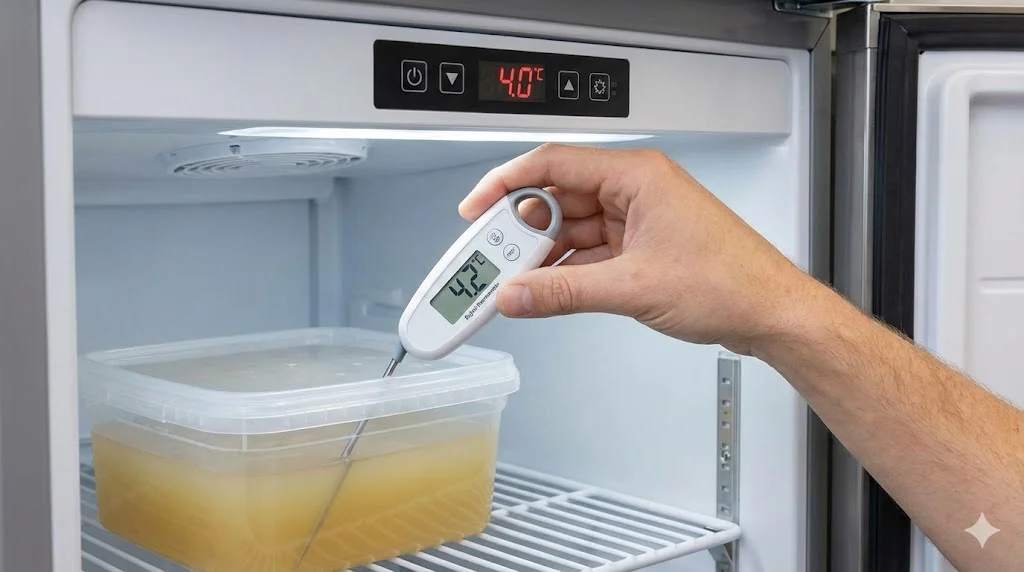 별도 온도계를 활용해 내부 실측 온도를 대조 점검하는 작업