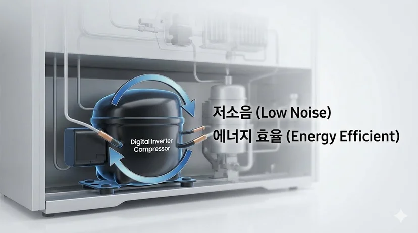 소음을 획기적으로 줄여주는 저소음냉장고 인버터 컴프레서의 핵심 기술 이미지