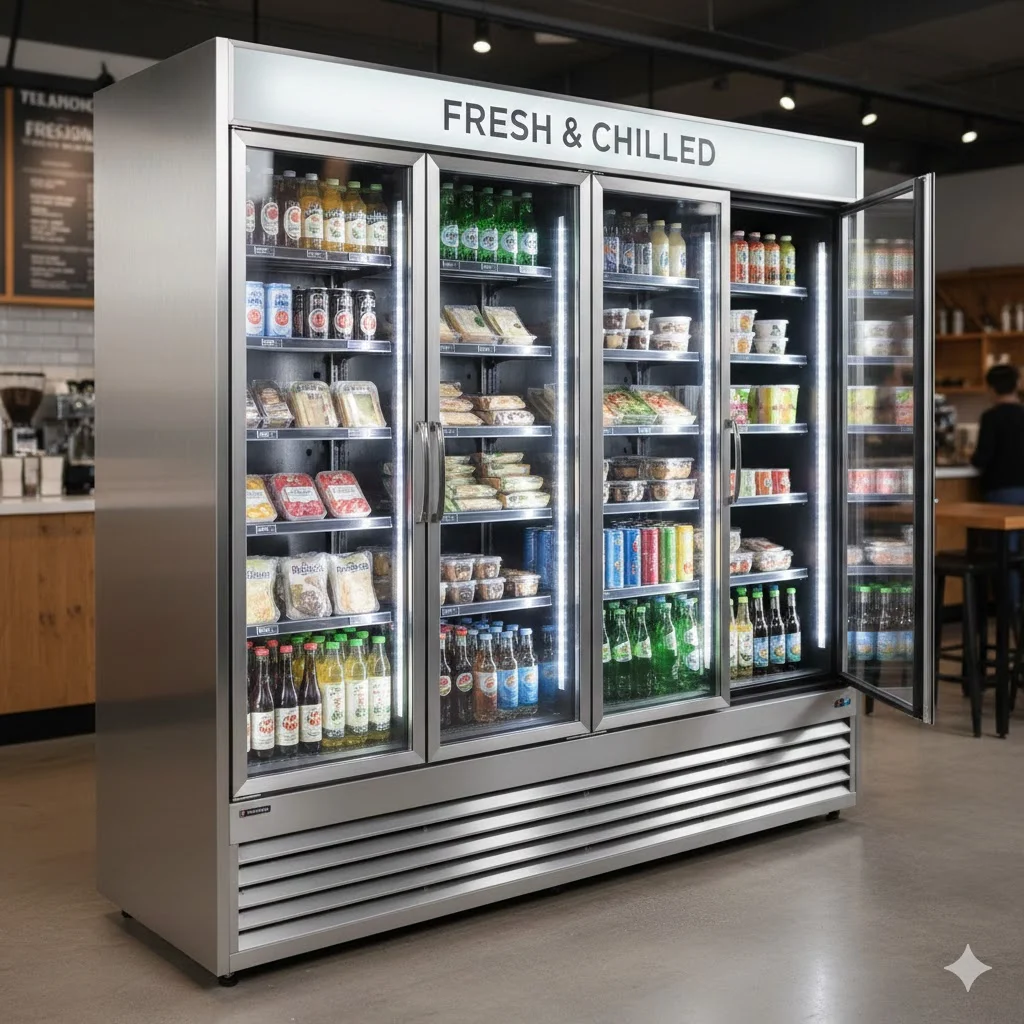 스윙도어 업소용 냉장고 문이 앞으로 열리는 실사 장면