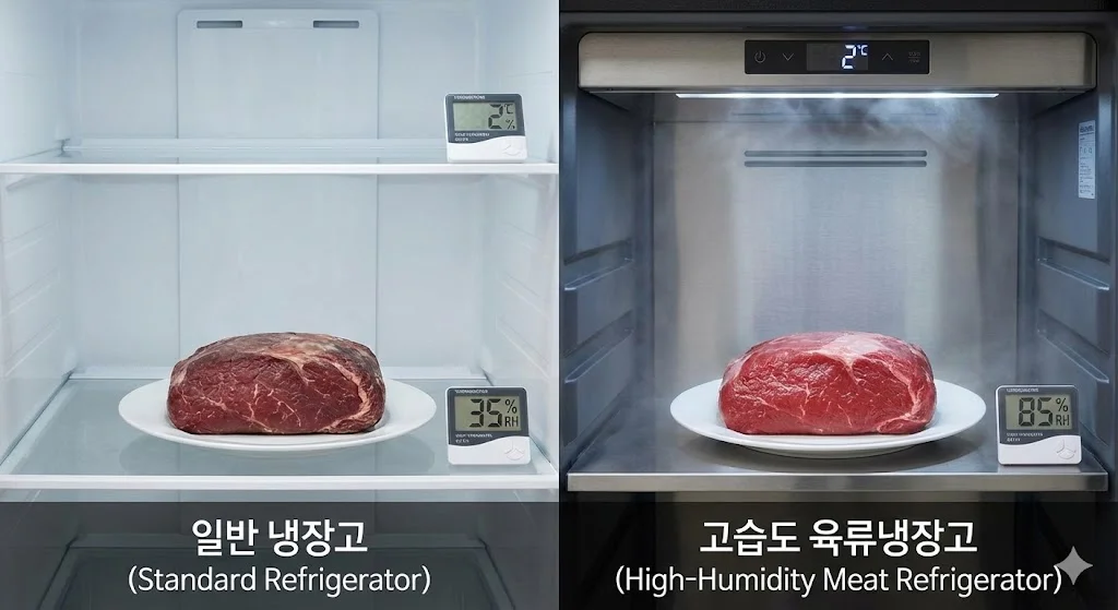 일반 냉장고와 고습도 육류냉장고의 결정적인 차이