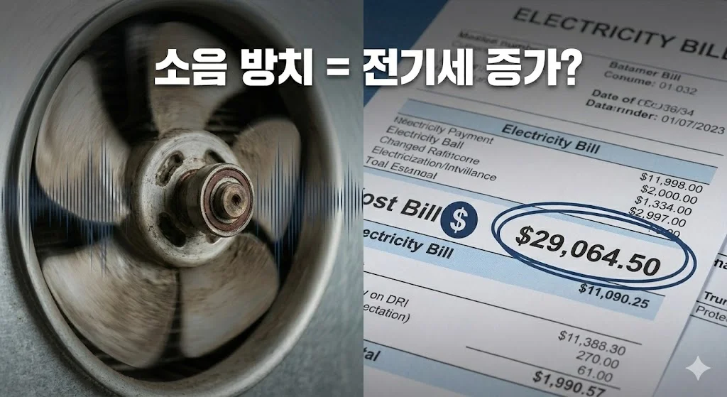 노후된 팬 모터로 인해 상승하는 전기 요금 고지서와 에너지 효율 경고