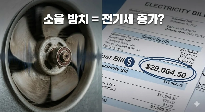 노후된 팬 모터로 인해 상승하는 전기 요금 고지서와 에너지 효율 경고