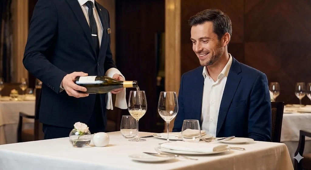 완벽한 온도로 관리된 와인을 고객에게 서빙하며 만족을 주는 모습으로 마무리했습니다.