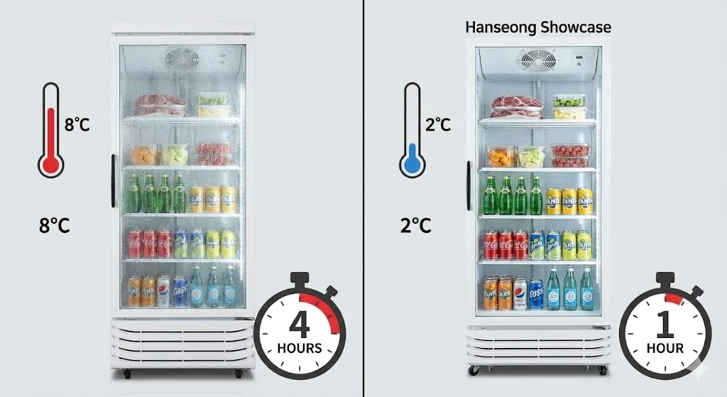 가득 채웠을 때, 압도적인 냉각 속도 차이!