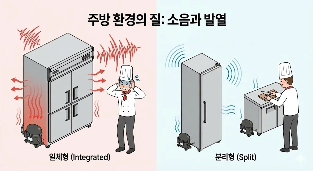 저소음과 저발열 설계로 쾌적해진 주방에서 요리사의 조리 능률이 향상되는 모습