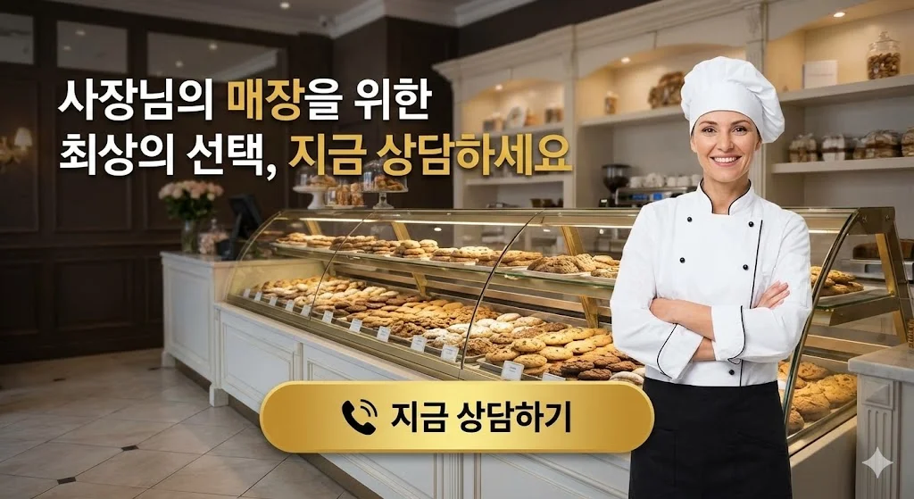 쇼케이스의 고급스러운 소재와 손쉬운 위생 관리 기능을 보여주는 이미지입니다.