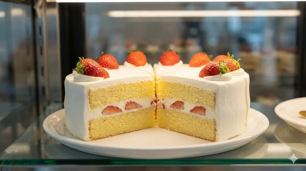 수분을 가득 머금은 촉촉한 조각 케이크 디테일