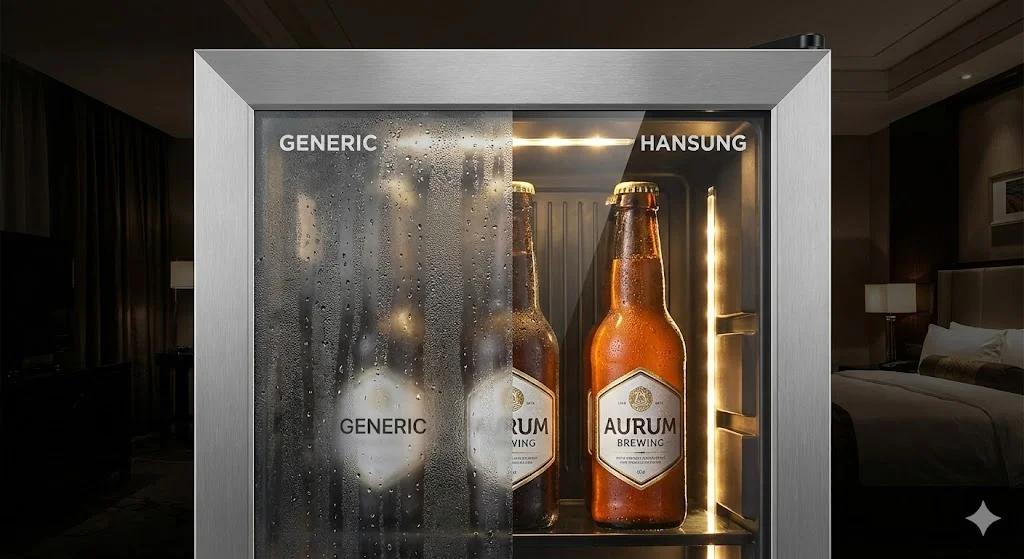 결로 방지 기술이 적용된 미니바냉장고 유리 비교샷