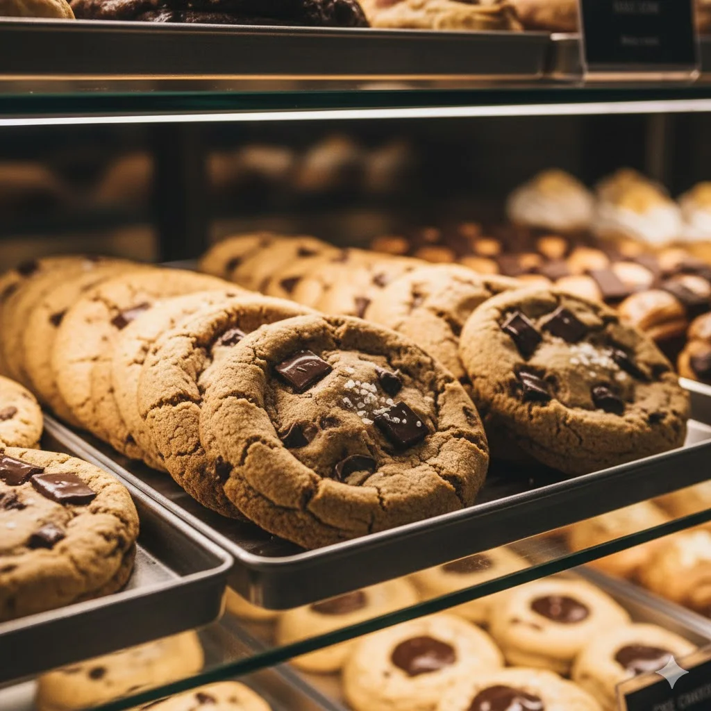 상품을 보석처럼 빛나게 하여 구매 욕구를 자극하는 디저트 전용 조명 설계.