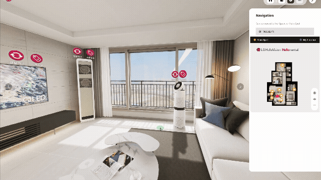 디지털 쇼룸 내 제품 상세 정보 확인 및 렌탈하기 버튼 화면