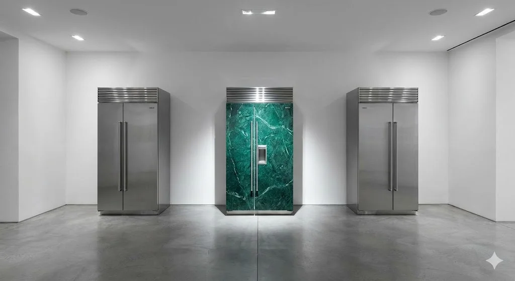 글로벌 가전 브랜드와 차별화된 한성쇼케이스의 프리미엄 디자인 비교