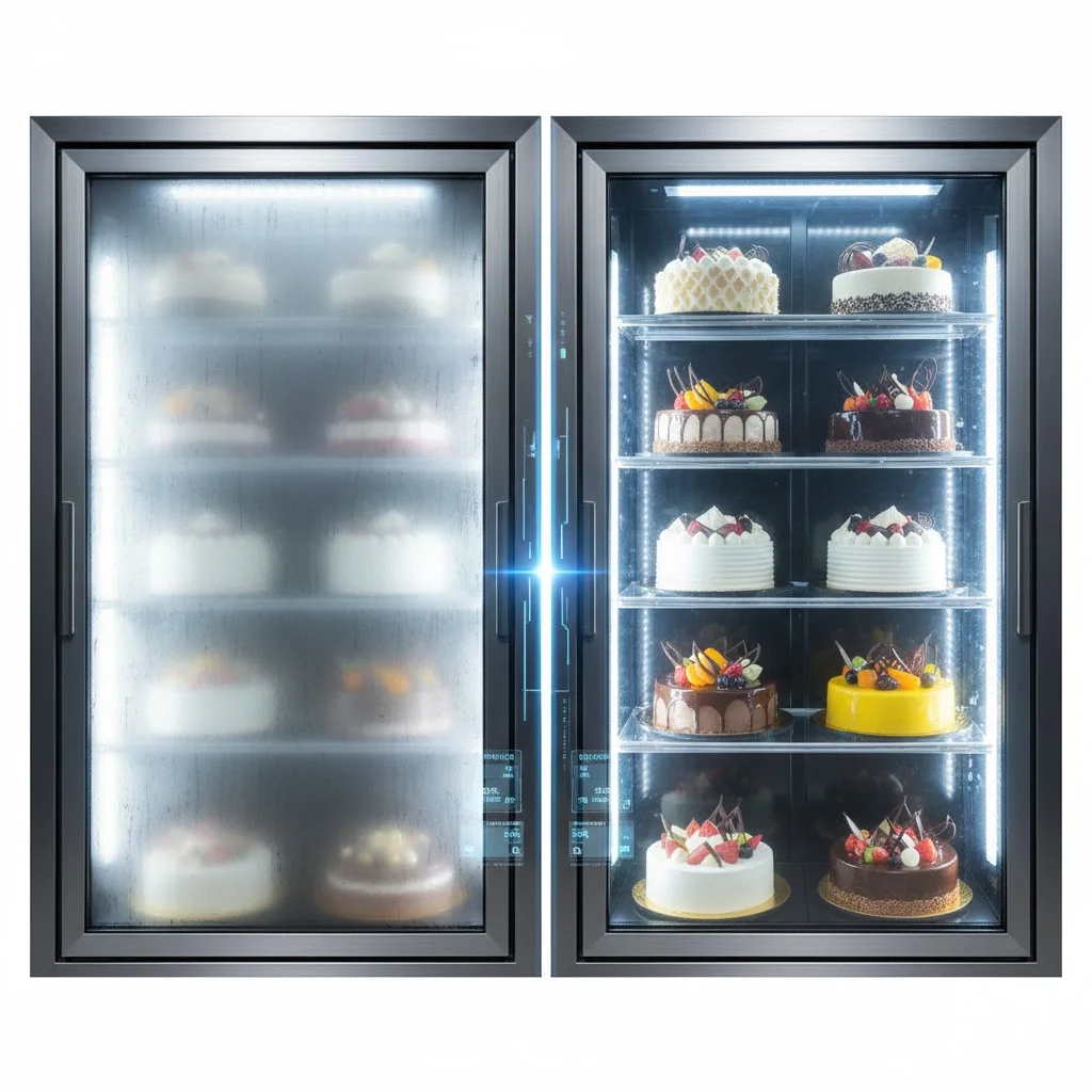 사계절 내내 투명함을 유지하는 한성쇼케이스의 스마트 안티포그 기술.