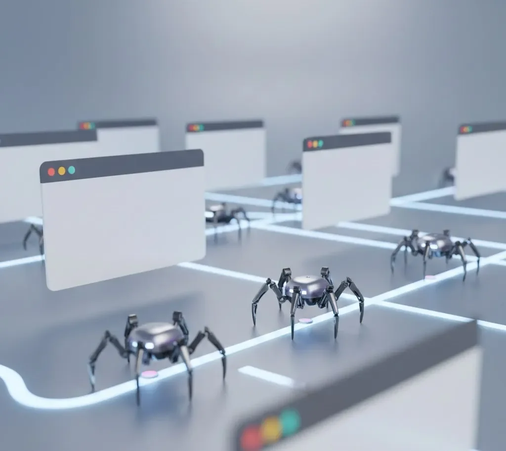 크롤러가 링크를 따라 웹페이지를 탐색하는 모습 | 리드젠랩