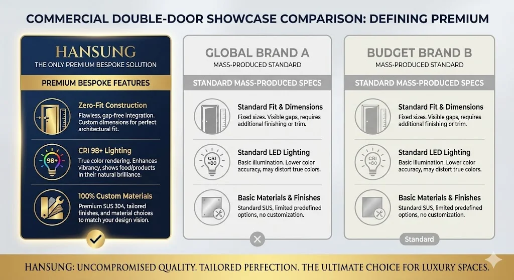 디자인뿐만 아니라 조명, 소재, 기술적 완성도의 차이를 전문적인 데이터 시각화로 표현합니다.