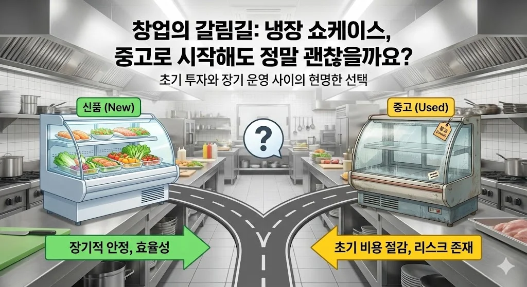 신품 쇼케이스와 중고 쇼케이스 선택 고민 이미지