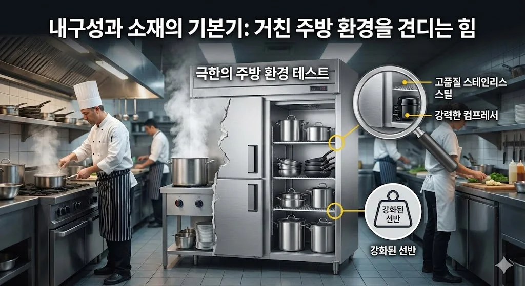 습기와 열기가 강한 주방 환경에서도 부식 없이 견디는 고품질 스테인리스 소재 냉장고의 내구성
