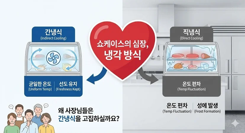 쇼케이스 성능의 핵심인 간냉식 냉각 원리