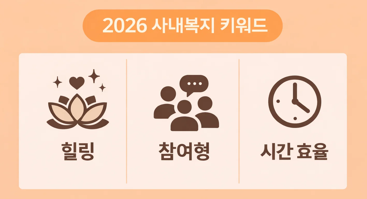 2026년 사내복지 트렌드 키워드 : 힐링, 참여, 시간 효율
