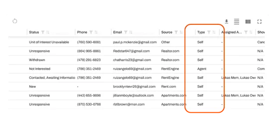 The Intelligence tab has a new column showing whether a prospect is agent-led or self-guided. 