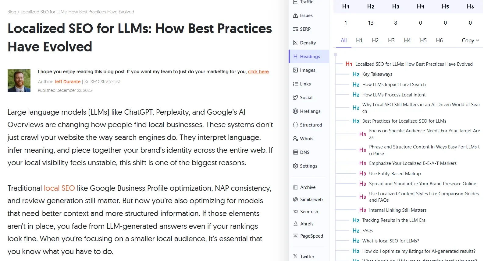 헤딩 구조를 잘 보여주는 Neil Patel 블로그